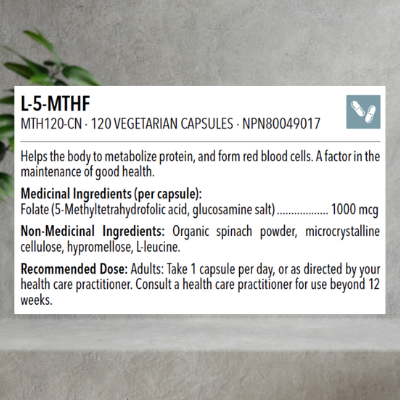 Designs for Health L-5-MTHF , 120 Capsules - Image 2